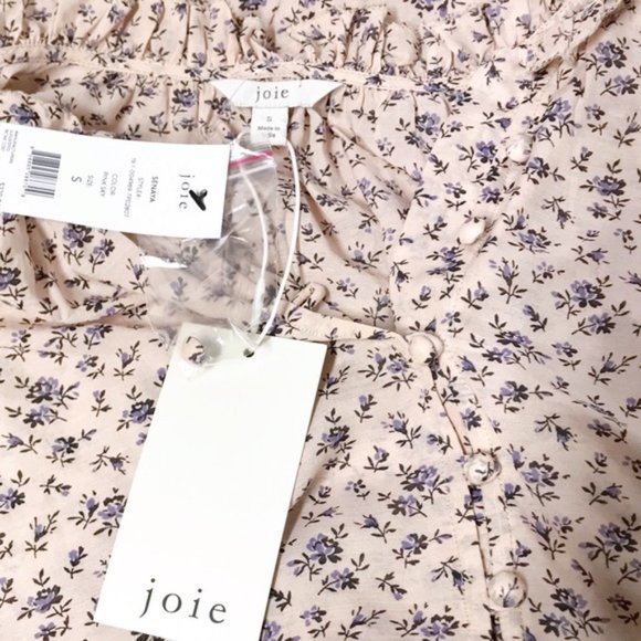 NWT JOIE Senaya Floral-Print Pink Sky Blouse - Picture 5 of 6